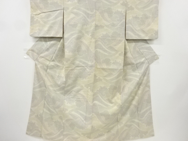 リサイクル　重要無形文化財本場結城紬100亀甲抽象模様織り出し着物
